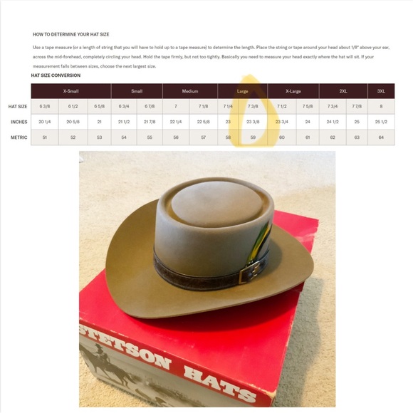 Vintage Stetson Revenger Western Hat -  4X Beaver - Color Acorn - 7-3/8 Large - Picture 3 of 12